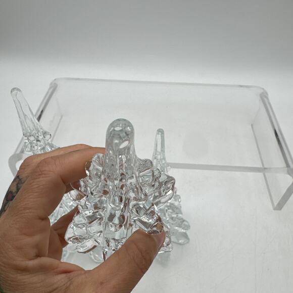 Set of 3 VTG Lead Crystal Christmas Trees 1970’s Heavy Art Glass Clear - Picture 11 of 11